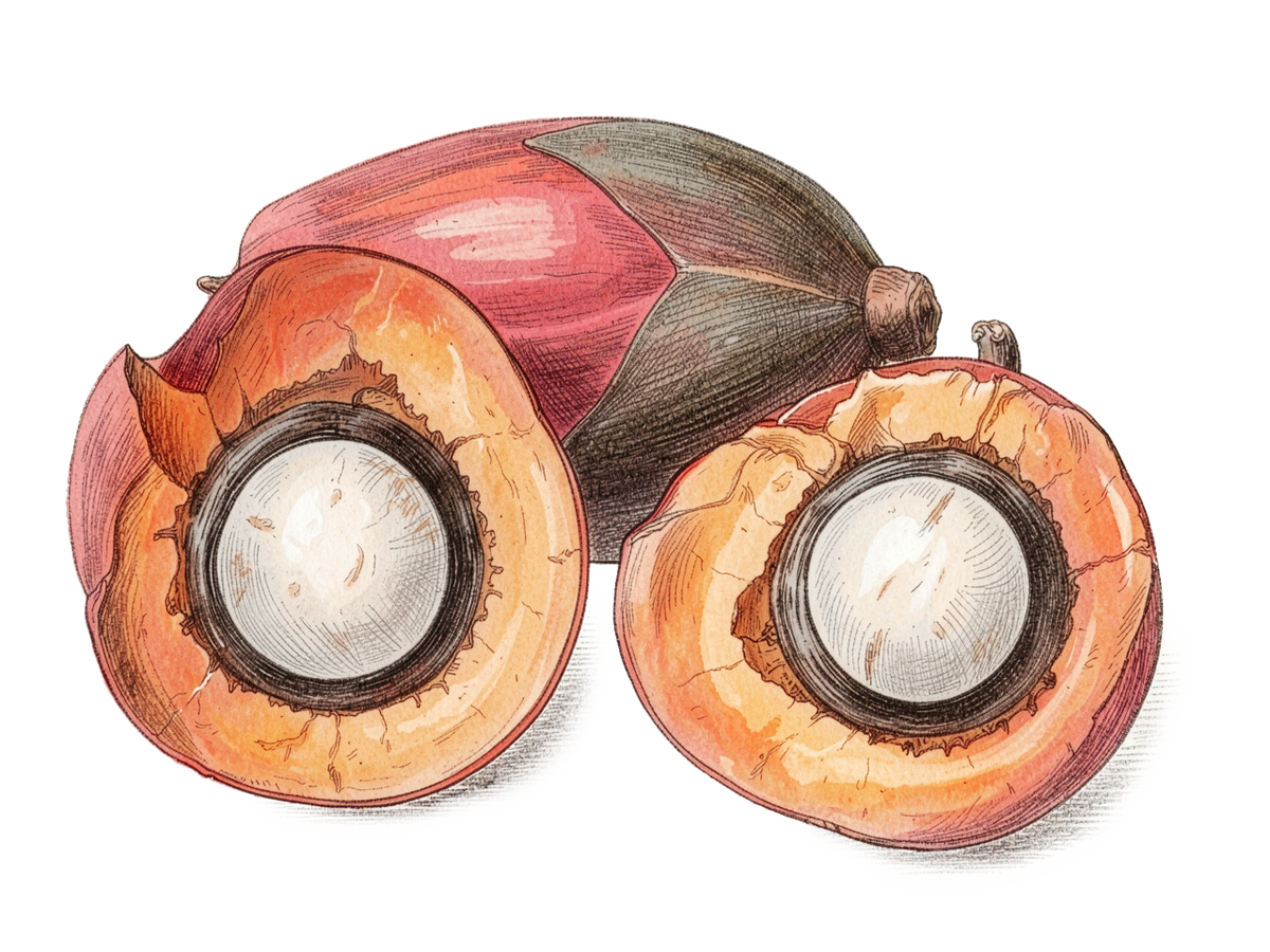 Illustration of a spit batana kernel seed on a white background