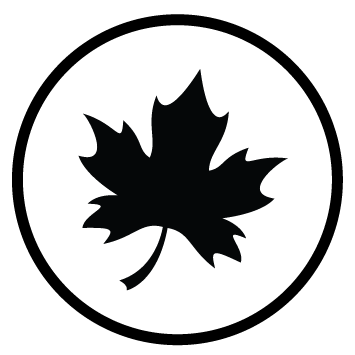 Safety icon of a black maple leaf