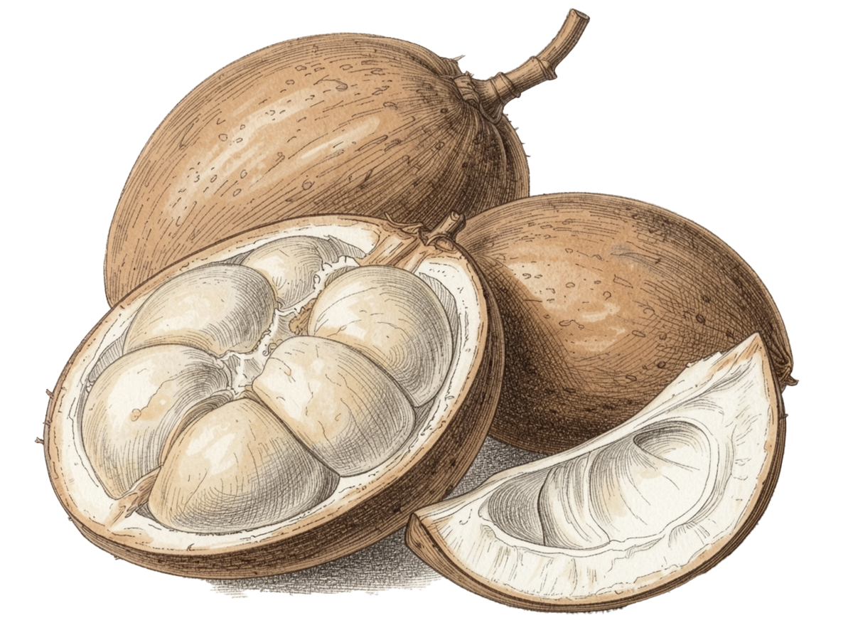 Illustration of a spit cupuacu pod on a white background