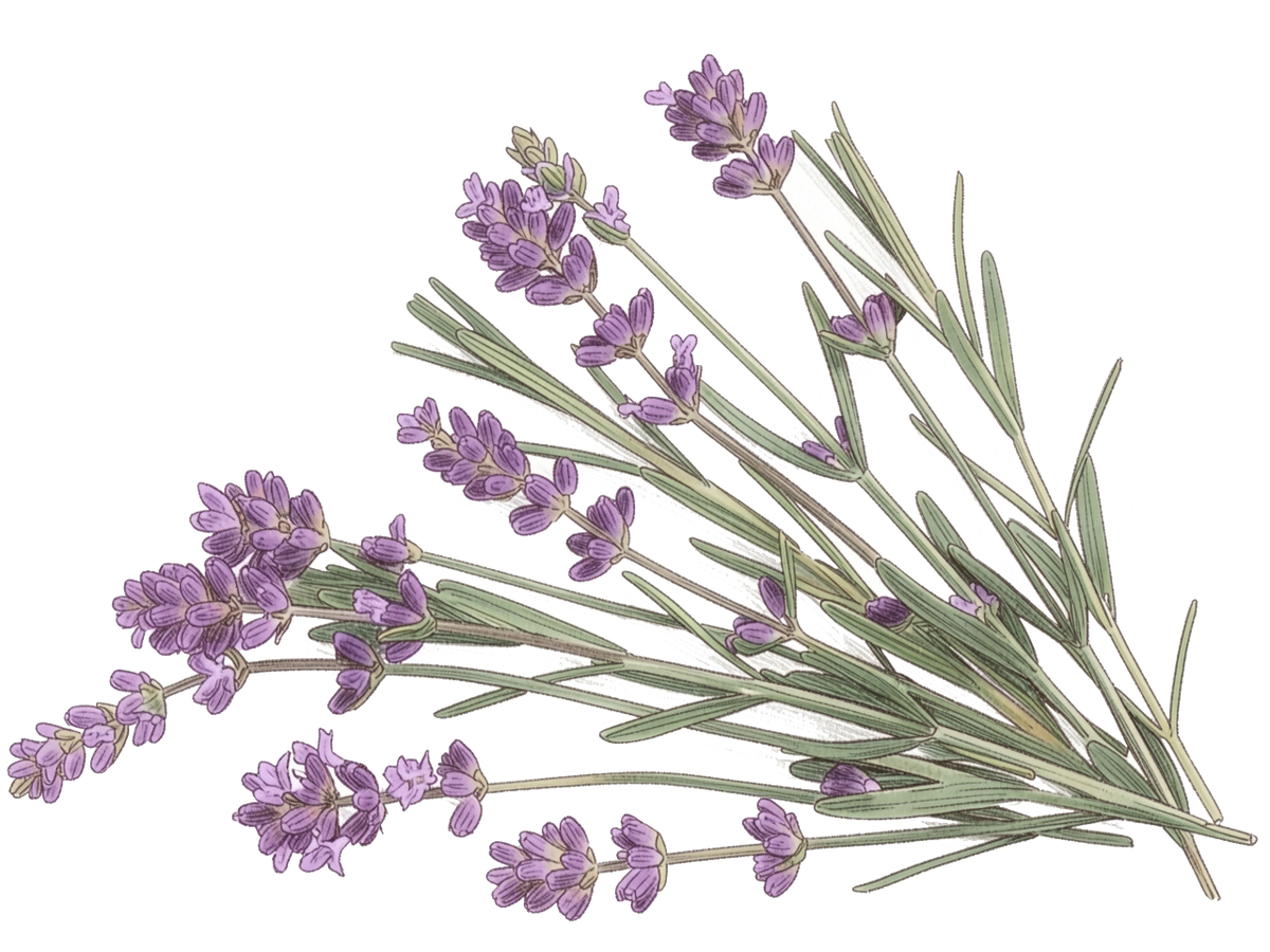 Illustration of lavender flowers on a white background