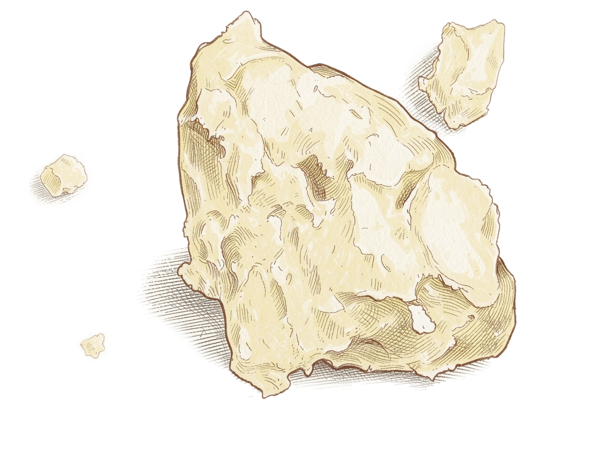 Illustration of textured pale yellow  shea butter on a white background